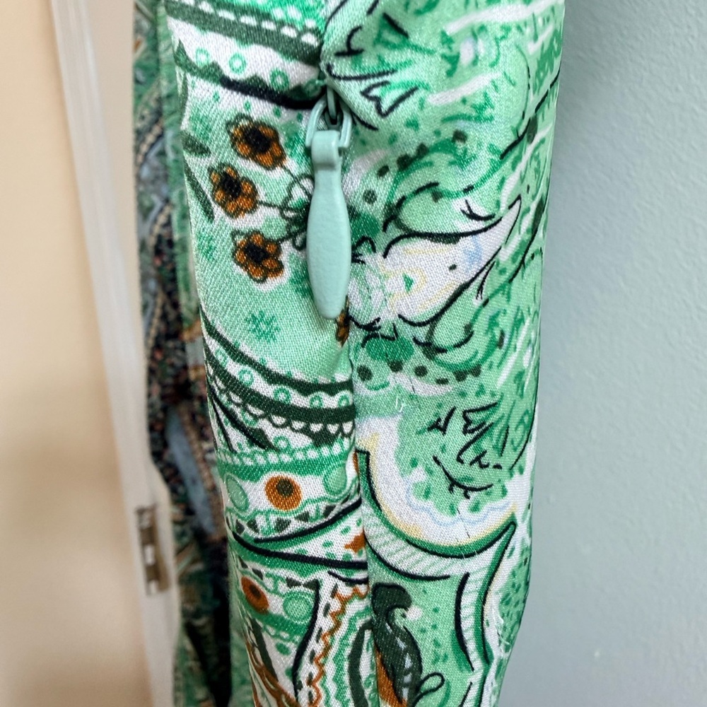 Luxxel Green and Blue Paisley Mini Dress Size S - Picture 9 of 12